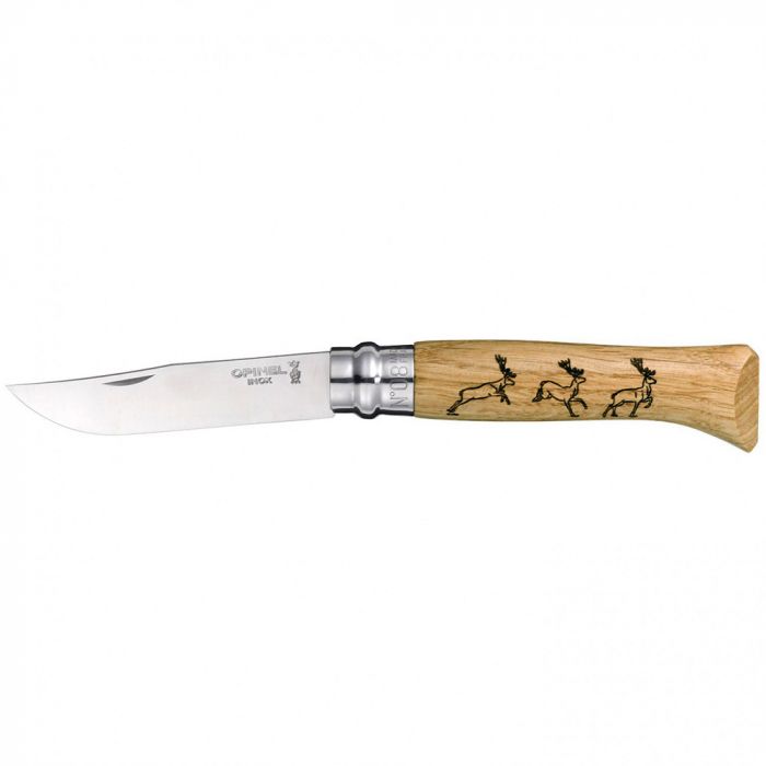Складной Нож Opinel №8 VRI Animalia Deer, нержавеющая сталь Sandvik 12C27, 001620, гравировка олень