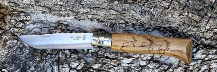 Складной Нож Opinel №8 VRI Animalia Deer, нержавеющая сталь Sandvik 12C27, 001620, гравировка олень